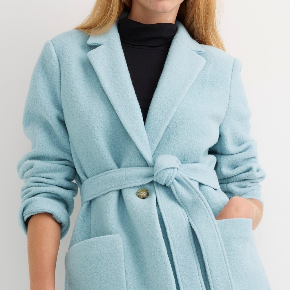 J. Crew Light Blue Wool Belted Blazer Coat - Picture 3 of 8